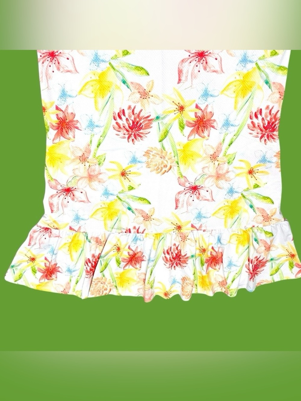 Gottex Dress Golf Tennis Tropical Lily Floral Sleeveless Ruffle Zip/Pockets L - Picture 4 of 11